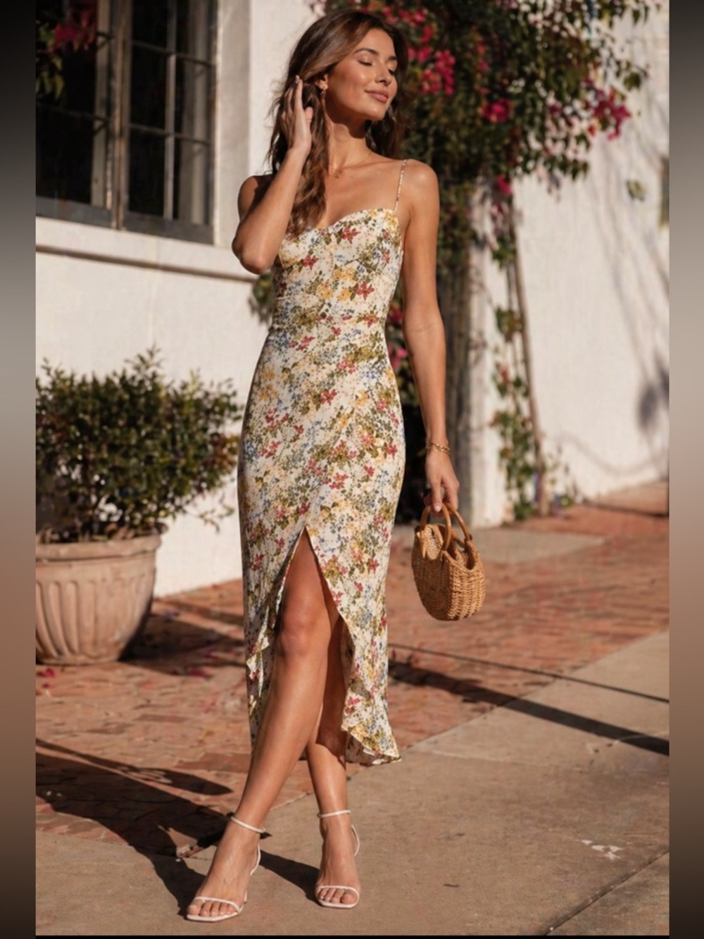 REFORMATION Kourtney Floral Sleeveless High Slit Midi Dress Size 6P NWT - Picture 4 of 16